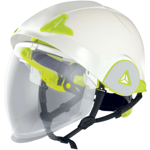 DELTA PLUS ONYX2BJ SAFETY HELMET W/ VISOR & CHIN STRAP, WHITE